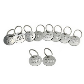 NanTun Numbers Tags 1-10, 25mm 304 Stainless Steel Hollowed Numbered Key Tags with Rings, Number ID Tags Key Chain