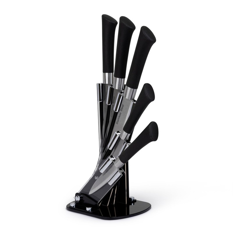 5 Piece Stainless Steel Knife Set with Acrylic Stand –