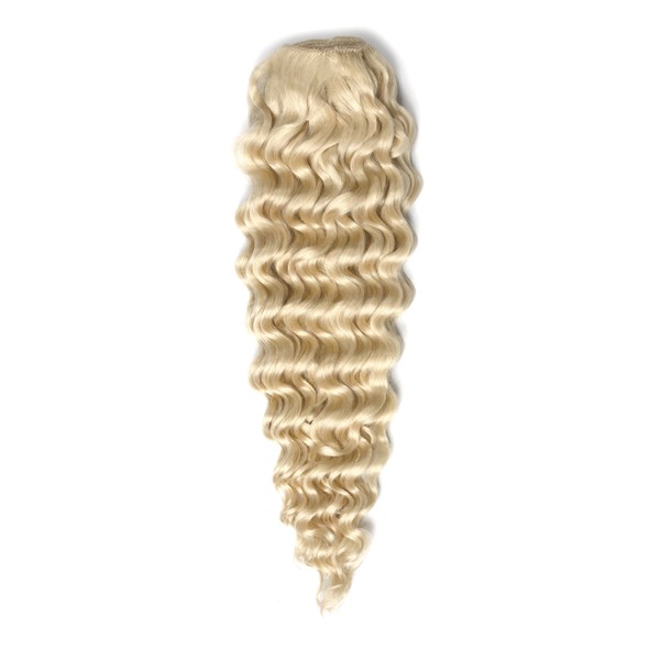 cliphair Curly Clip-In Human Hair Extensions - Lightest Blonde (#60), 18" (130g)
