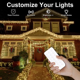 LIGHTSHARE 1000LED 328FT String Lights Warm White, 8 Modes 30V Plug in Fairy Lights with Remote Control for Home Garden Yard Christmas Wedding Holiday Party Thanksgiving Festival Decoration