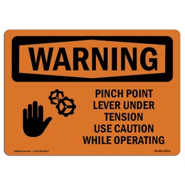 OSHA Waring Sign - Pinch Point Lever Under Tension with Symbol | Aluminum Sign | Protect Your Business, Work Site, Warehouse & Shop Area | Made in The USA
