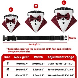 Dog Bow Tie Collar Bandana Adjustable Formal Dog Tuxedo Collar Pet Wedding Scarf with Bow Tie for Boys Dog Wedding Grooming Birthday Gift