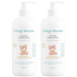 CHIQUI MUNDO Crema Coorporal Hidratante para Bebé Origen Natural Libre de Parabenos, Sulfatos, Siliconas, Colorantes Artificiales y Conservadores. Aromas a Miel & Manzanilla (Crema 2 pack de 500ml)