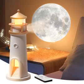 Lighthouse Decoration, Lighthouse Lamp, LED Lighthouse, Projection Lighthouse Lamp, Beacon with Remote Control and Bluetooth, Lighthouse Gift, for Bedroom, Living Room, Christmas, Birthday