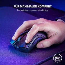 Razer DeathAdder V2 X Hyperspeed - Ergonomische Wireless Gaming Maus für PC/Mac (Mechanische Schalter, Hyperspeed Wireless Technologie, Optischer Sensor) Schwarz