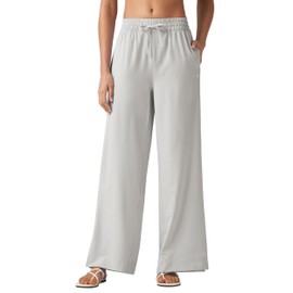 Willit Women's Wide Leg Pants Swim Beach Pants UPF 50+ Lightweight Travel Quick Dry Sun Protective 31" Light Gray L