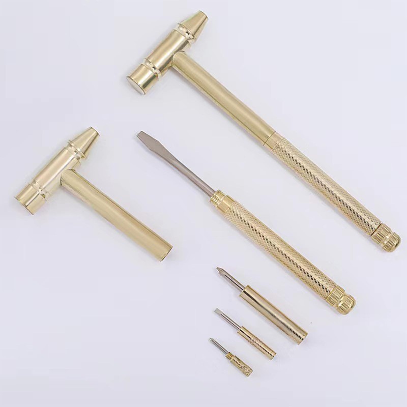 Hammer Mallet, 6-in-1 Miniature Copper Tool with Stainless Steel Handle,