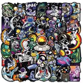 MUSHI 100 Stickers de ASTRONAUTAS paquete con stickers de astronautas de Vinilo pegatinas para niñas y niños Stickers para laptop, Termos, Celulares, Guitarras, Refrigeradores, Bicicletas, Patinetas……