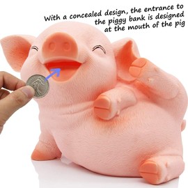 H&W New Squint Pig Coin Money Bank, Shatterproof Piggy Bank, Creative Money Bank, Can Store 1000 Coins, Best Bitrthday Gift, Squint Piggy (WK7-D22)