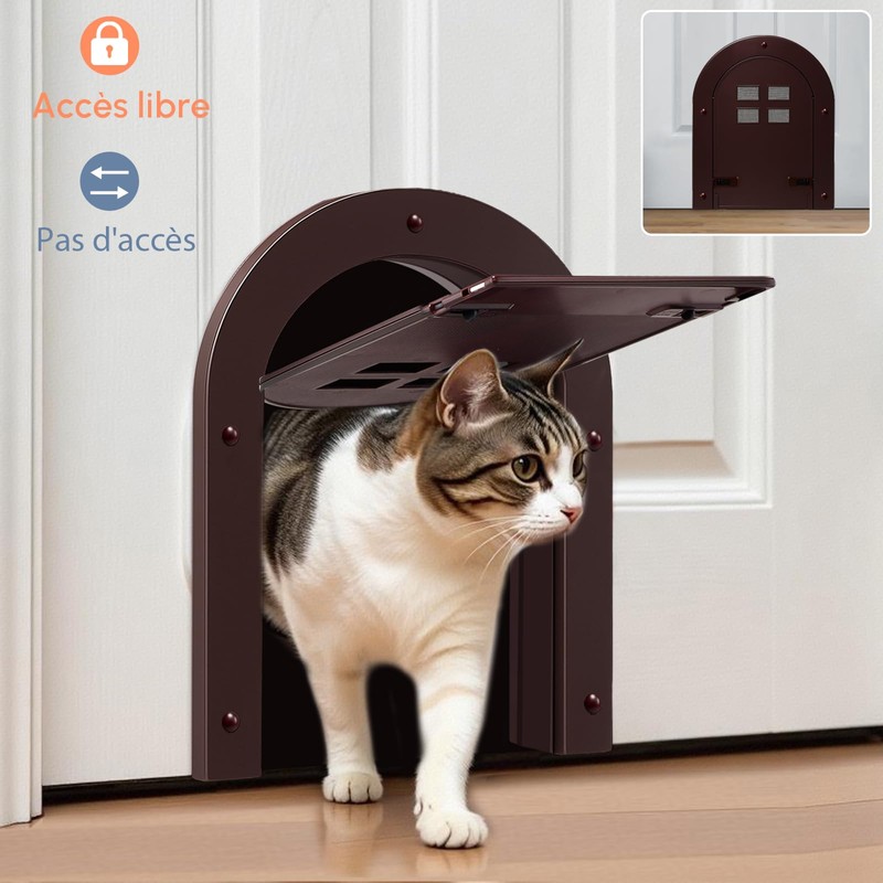 Wordcam Cat Door Interior Door, 2-Way Interlock for Indoor Cats
