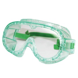 Sellstrom Flexible, Soft, Direct Vent, Protective Safety Goggle, Green-Tinted Body, Uncoated, Clear Lens, Green Adjustable Strap, S88000
