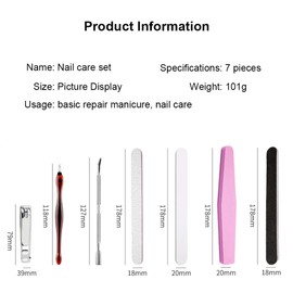 Nail Care Tool Kit，Nail Buffers and Files, Manicure Tools Kit ，Nail File Kit with Nail clippers、Cuticle fork、Steel push、Nail file、Polishing stick、Sponge strip、Black straight twist，nail art tools