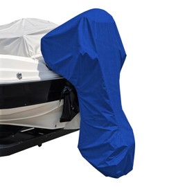 Seal Skin Outboard Motor Cover with Zipper, 600D Waterproof, UV-Proof, Trailerable Full Size Boat Engine Cover for Motor, Fade Resistant, Blue Color, Fits 60-90HP