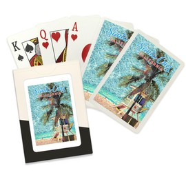 Lantern Press Santa Cruz, California, Beach and Lifeguard Shack, Van Gogh Style (52 Playing Cards, Poker Size Card Deck with Jokers)