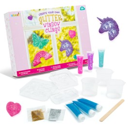 abeec Create Your Own Glitter Window Art for Kids – Make Your Own Window Stickers: Unicorn, Rainbow, Butterflies and More - Gel Window Clings Decorations – Craft Gifts for Girls