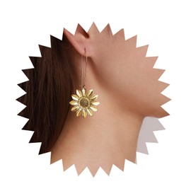 Inilbran Boho Sunflower Drop Earrings Gold Daisy Flower Drop Earrings Vintage Daisy Dangle Earrings Large Sun Flower Earrings Jewelry for Women and Girls