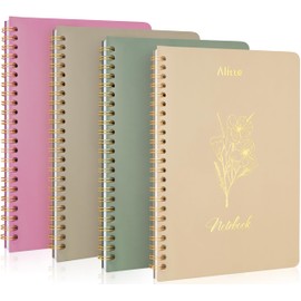 Aesthetic Spiral Notebook Set of 4 - Cute Notebook/Journal for Women - 100 Pages, Large Inner Pocket - College Ruled 8x6 - Lined Journal Notebooks for Work, Office, School
