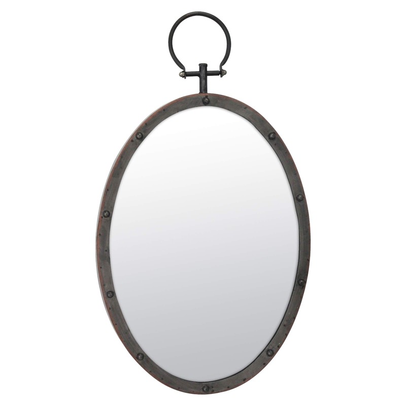 Stonebriar 24.6" x 14" Oval Bronze Metal Wall Mirror with