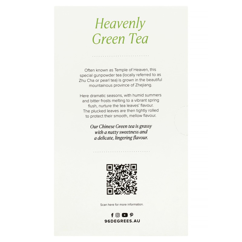 96° Chinese Green Tea - 20 Pyramid Tea Bags x