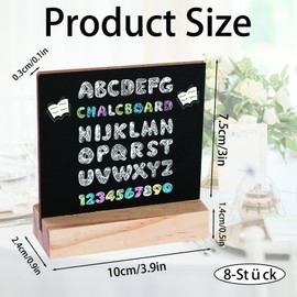 Pack of 8 Slate Board for Labelling, Chalkboard Stand with Wooden Base, Wooden Card Holder, Double-Sided Small Chalkboard, Place Cards, Place Cards, Chalkboard Stand