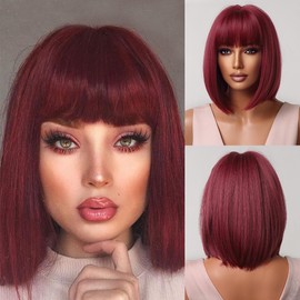 DOSYU Pelucas para Mujer, Cabello Natural, Bob Cortas, Gorro de Malla Elástica, Perfecto para Fiestas Temáticas, Cosplay, Halloween y Cualquier Otra Ocasión. (Rosa)