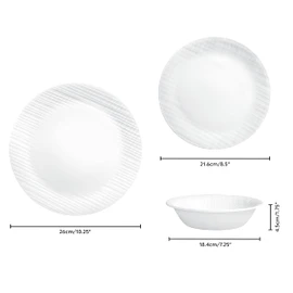 Corelle Dinnerware Set, 12-Piece, Linen Weave, Tempered Glass, Dinner Plates, Side Plates & Bowls, 3X More Durable, Half The Space & Weight of Ceramic, 1146908