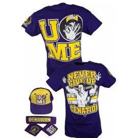 EWS John Cena Mens Purple Costume Hat T-shirt Wristbands - 5XL