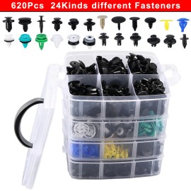 Unbranded 620 Pcs Plastic Auto Fasteners Clip Bumper Fender Repair Parts Kit 24 Kinds USA