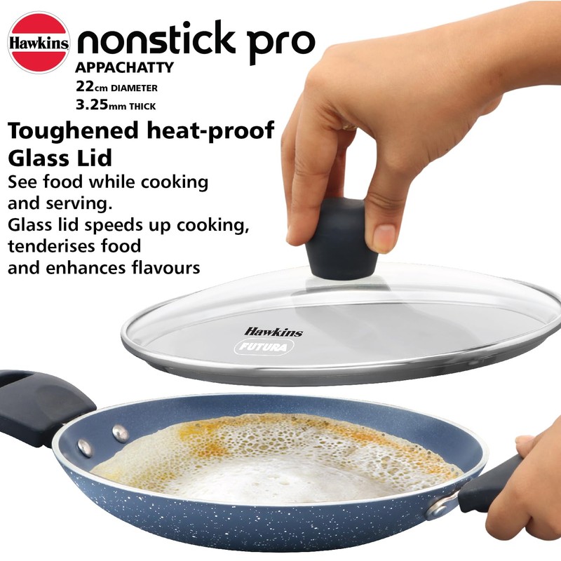 Hawkins Nonstick Pro 0.9 Litre Appachatty, Mini Kadhai, Appachatti, Appachetty,
