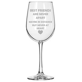 MIP Brand Wine Glass for Red or White Wine Best Friends Long Distance Love (16 oz Tall Stemmed)