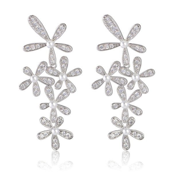 Flower Pearl Bridal Earrings for Wedding - Women’s Big Fashion