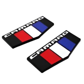 2 PCS Camaro M Emblems - 3D Metal Badge - Front Right Left Fender Replacement for Camaro Ss Rs Zl1 Multi Color, White Letters
