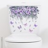 2 Sheets Flower Toilet Stickers Purple Plant Rose Butterfly Toilet