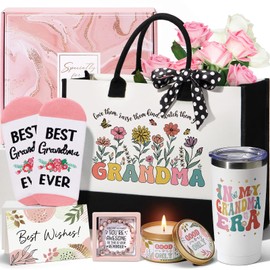 Gifts for Grandma Mothers Day Nana from Granddaughter Grandchildren Grandkids, Unique Mimi Birthday Gifts Best Nana Gift Set for Gigi First Time Grandmother, New Grandmother Gift w/Canvas Tote Bag