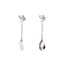 12 Pieces Tea Sugar Spoons, Stainless Steel Dessert Coffee Tea Spoon, Stainless Steel Tea Fork, Appetizer Dessert Forks, Including 6 Spoons and 6 Forks, for Kitchen Tea Parties and Coffee Shops