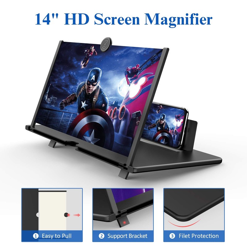 14" Screen Magnifier for Cell Phone,3D HD Magnifying Projector Screen