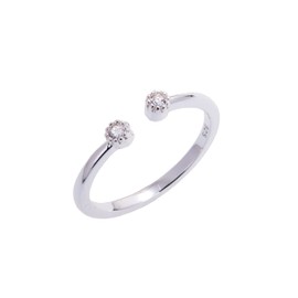 jewellerybox Sterling Silver & CZ Crystal Adjustable Ring