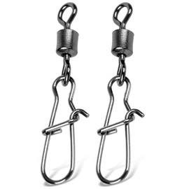 ARAGONT Fishing Snaps Rolling Snaps Saltwater Fishing Swivels Quick Snap Jigging Blue Fishing Snaps Fast Rotation Sarkan Durable Sea Bass Snap Monkey Lock Snap Black Nickel 12kg 100pcs