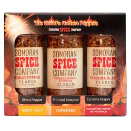 Sonoran Spice Carolina Reaper, Trinidad Scorpion, Ghost Pepper 1 Oz Flakes Gift Box