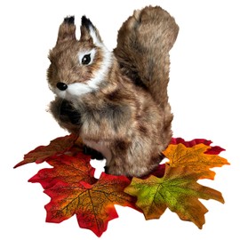 Basuo-9Q Realistic Squirrel Figurine - Lifelike Plush Tree Rodent with Bushy Tail, Handcrafted Collectible Stuffed Animal for Festive Decorations, DIY Centerpiece, Woodland Home Decor