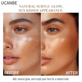 UCANBE Glow Bronzer, Polvo Bronceador Brillante Horneado De Larga Duración - 01 Bronzer, Acabado Satinado Cálido Ligero Y Modulable, Contorno Luminoso Para Rostro, Mejillas Y Cuerpo