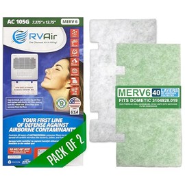 RV Air AC Filter - Air Conditioner Replacement Filters - RV Air Cleaner - Camper Accessories for Travel Trailers - Easy to Install Air Vent Filter - 13.75 x 7.375 x 0.75 in (2 Filters for AC 105G)