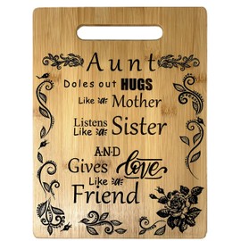 Aunt Gift - Bamboo Cutting Board Design Aunt Gift Birthday Christmas Gift Engraved Side For Décor Hanging Reverse Side For Usage (8.75x11.5 Rectangle)