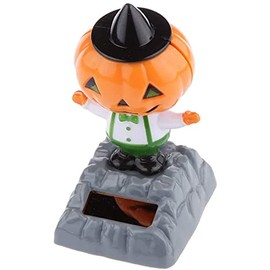 Solar Bobble Shaking Head Dancing Toy Pumpkin Figure Statue Car Dash Board Ornaments for Car Vehicle Decoration