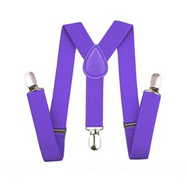 Golden Beads ADJUSTABLE BRACES MENS WOMENS UNISEX TROUSER ELASTIC Y-BACK SUSPENDERS CLIPON (Purple)