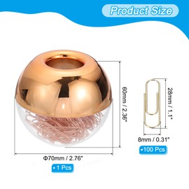 PATIKIL Magnetic Paper Clip Holder Dispenser, Large Capacity Magnetic Top Round Paper Clip Organizers with 100 Clip for Desk Supplies, Office, Rose Gold