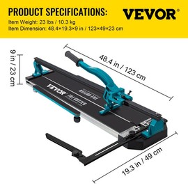 VEVOR Tile Cutter, 48 Inch Manual Tile Cutter, Tile Cutter Tools with Single Rail & Double Brackets, 3/5 in Cap with Precise Laser Guide, Snap Tile Cutter for Precision Cutting Porcelain Tiles Industr:_1000 mm