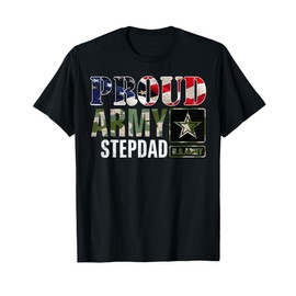 Vintage Proud Army Stepdad Camo With American Flag Gift T-Shirt