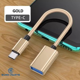 Unbranded OTG Adapter Converter Cable USB-C 3.1 Type C Male to USB 2.0 Type-A Female - Gold