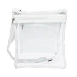 Clear Tote Bag Stadium Approved - Clear Crossbody Purse with Front Pocket and Adjustable Strap Concerts– Clear Crossbody Bag-White